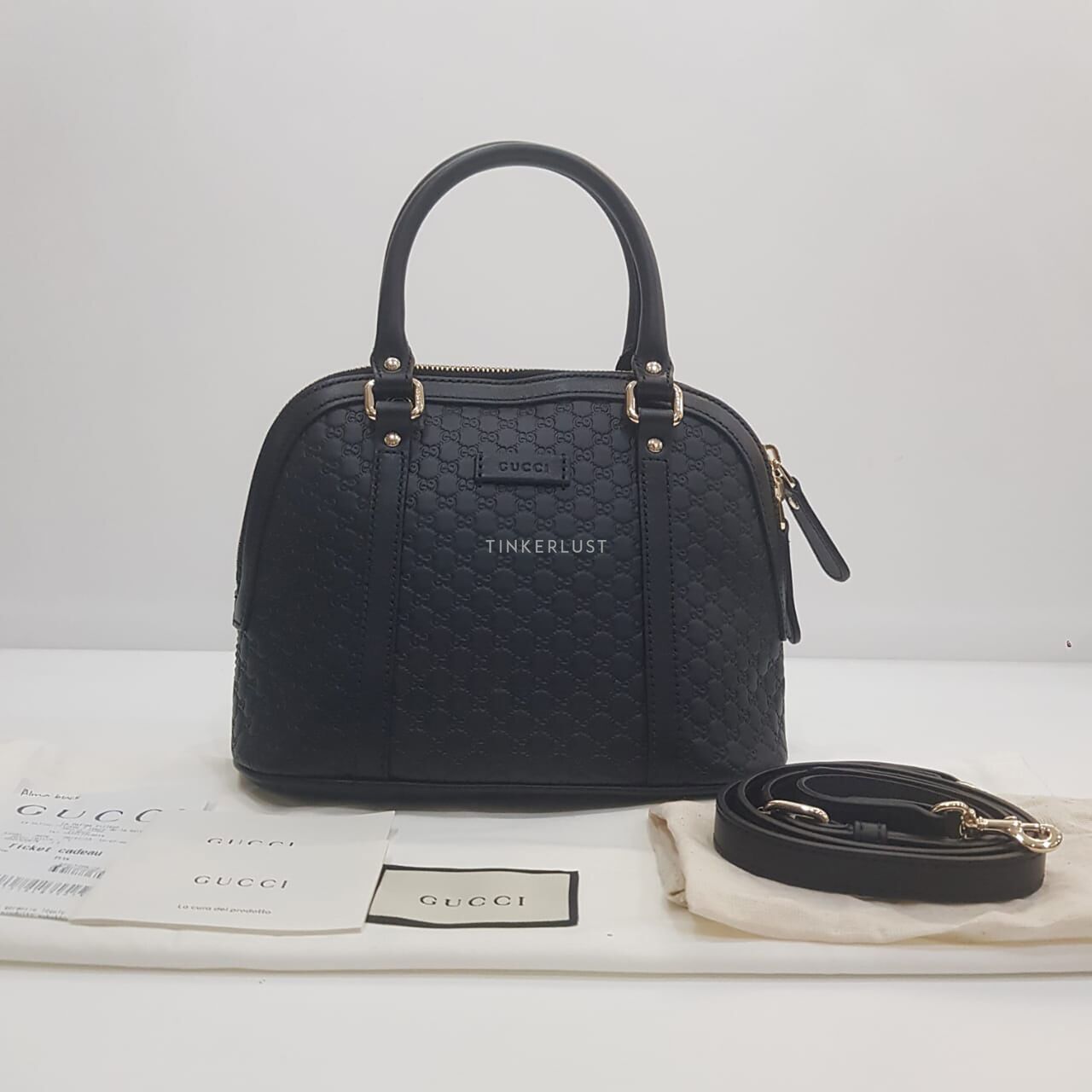 tas satchel Gucci Alma Dome Black Small GG Guccissima Full Leather Satchel Tinkerlust